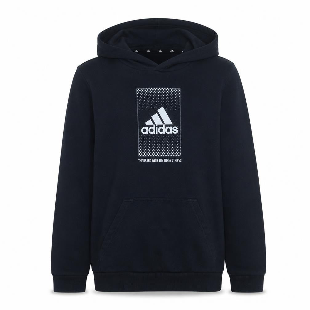 Adidas Boys Black Pullover Hoodie Sweatshirt Size 13-14 Years Cotton Blend