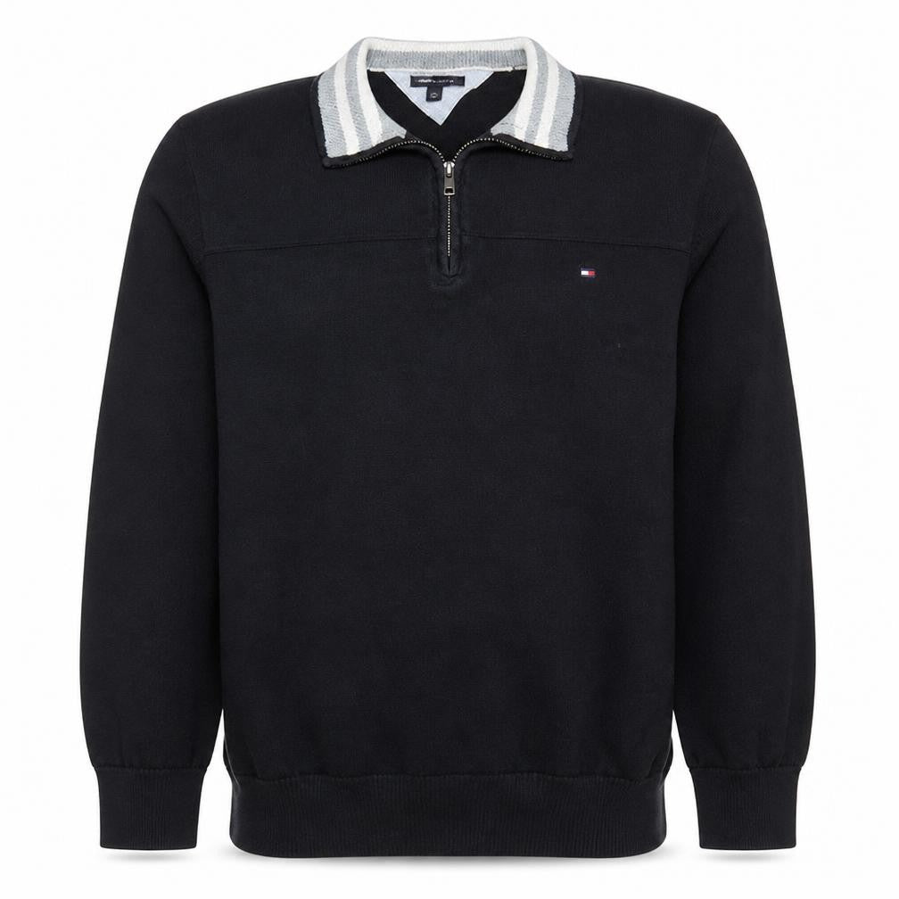 Tommy Hilfiger Men’s Black 2XL Quarter Zip Collared Sweatshirt