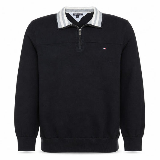Tommy Hilfiger Men’s Black 2XL Quarter Zip Collared Sweatshirt