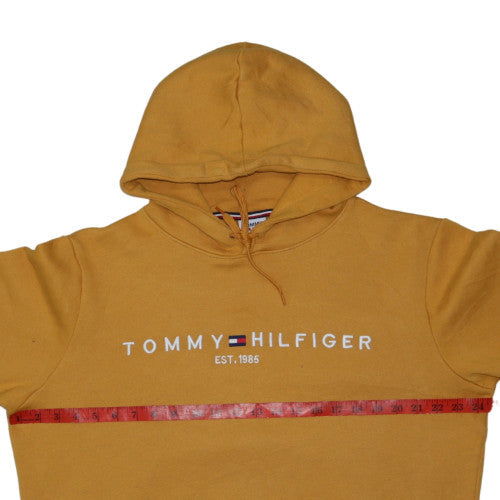 Tommy Hilfiger Men's Yellow Pullover Hoodie L Embroidered Logo