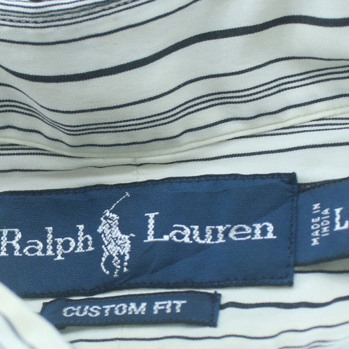 Ralph Lauren Men's White Striped Button-Down Shirt Size L