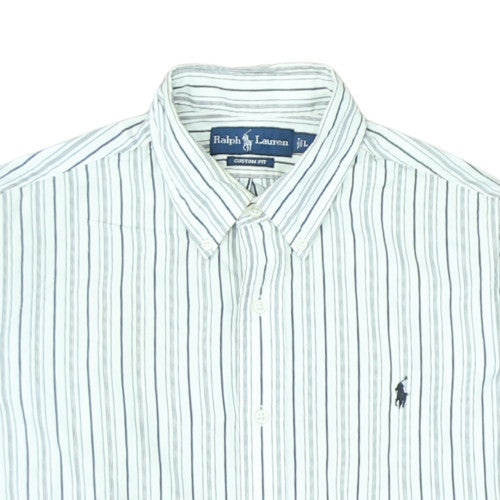 Ralph Lauren Men's White Striped Button-Down Shirt Size L