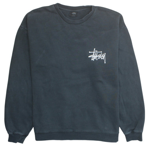 Stussy Men's Black L Pullover Crew Neck Sweatshirt Logo Streetwear