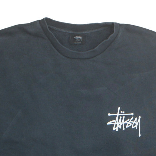 Stussy Men's Black L Pullover Crew Neck Sweatshirt Logo Streetwear