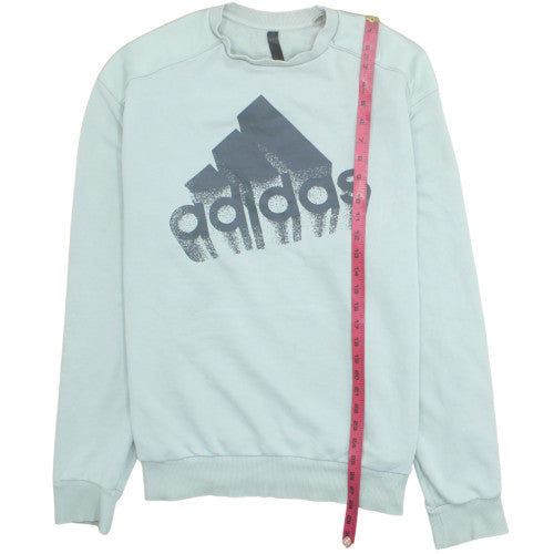 adidas Men Blue Pullover Sweatshirt L Crew Neck Long Sleeve