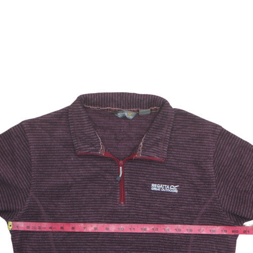 Regatta Great Outdoors Women Purple Stripe 1/4 Zip Fleece Pullover UK 14