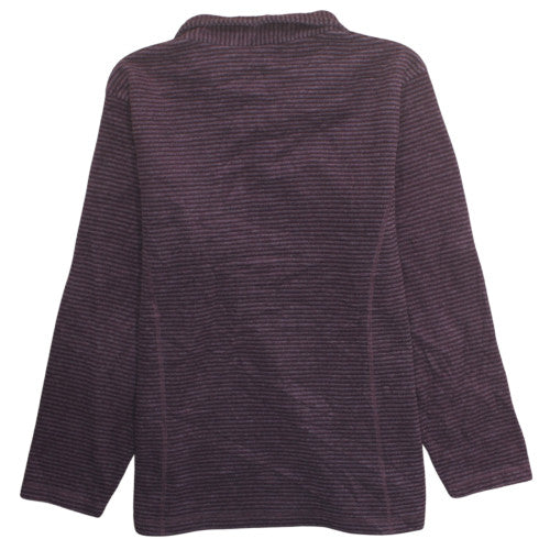Regatta Great Outdoors Women Purple Stripe 1/4 Zip Fleece Pullover UK 14