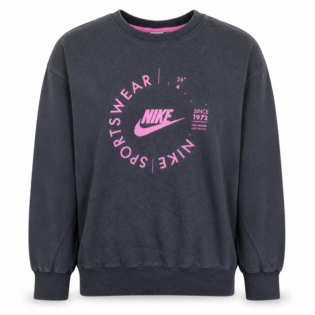 Nike Womens Black Pink Crew Neck Pullover Sweatshirt M