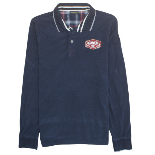 Napapijri Men's Blue Long Sleeve Cotton Button-Up Polo Shirt Size 36