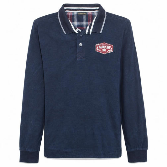Napapijri Men's Blue Long Sleeve Cotton Button-Up Polo Shirt Size 36