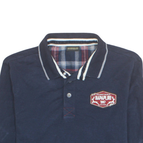 Napapijri Men's Blue Long Sleeve Cotton Button-Up Polo Shirt Size 36