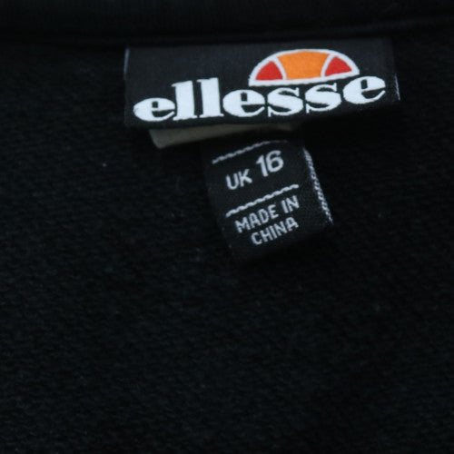 Ellesse Womens Black Crew Neck Pullover Sweatshirt UK 16 Cotton Blend