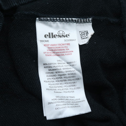 Ellesse Womens Black Crew Neck Pullover Sweatshirt UK 16 Cotton Blend
