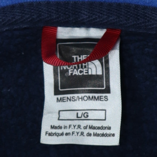 The North Face Mens Blue L Pullover Hoodie Cotton Fleece