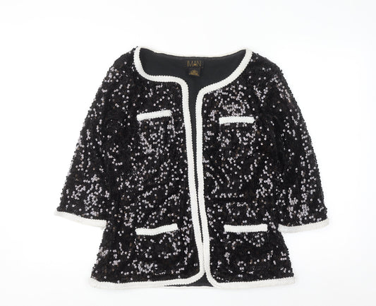 IMAN Women's Black Sequin Tuxedo Style Blazer Jacket Size M