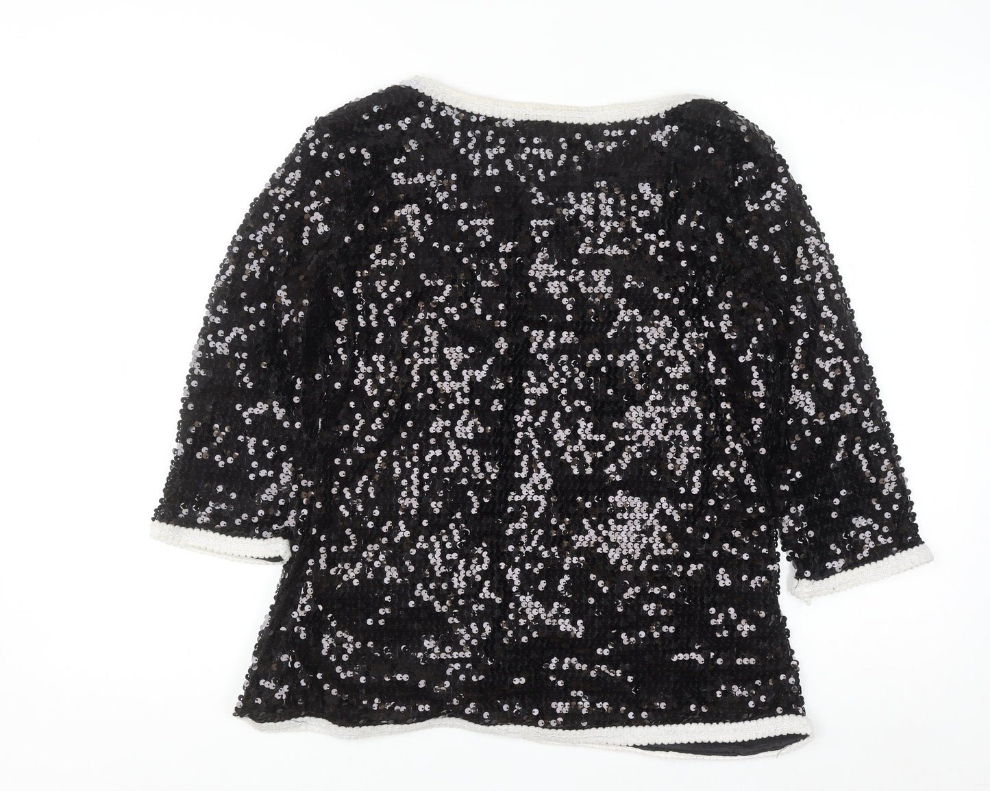 IMAN Women's Black Sequin Tuxedo Style Blazer Jacket Size M
