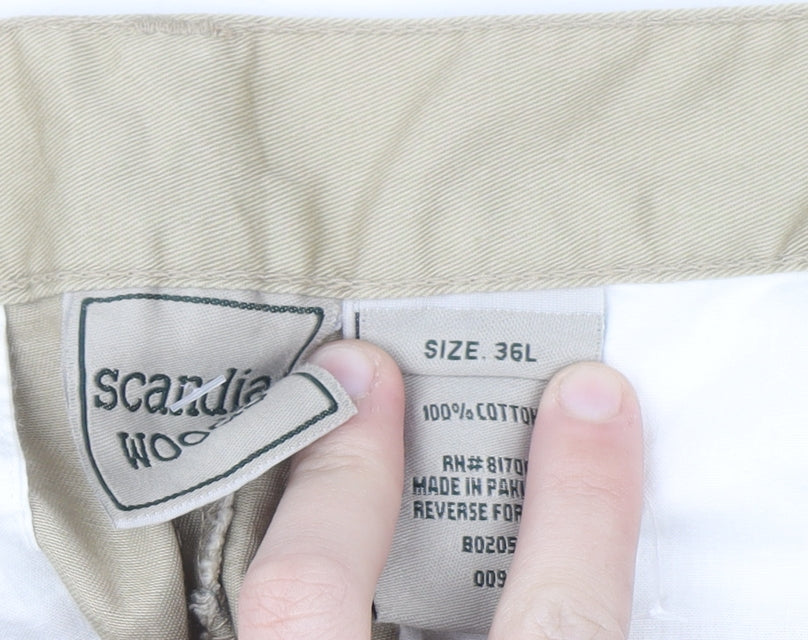 Scandia Woods Men's Beige Cargo Trousers Size 36L Cotton Workwear