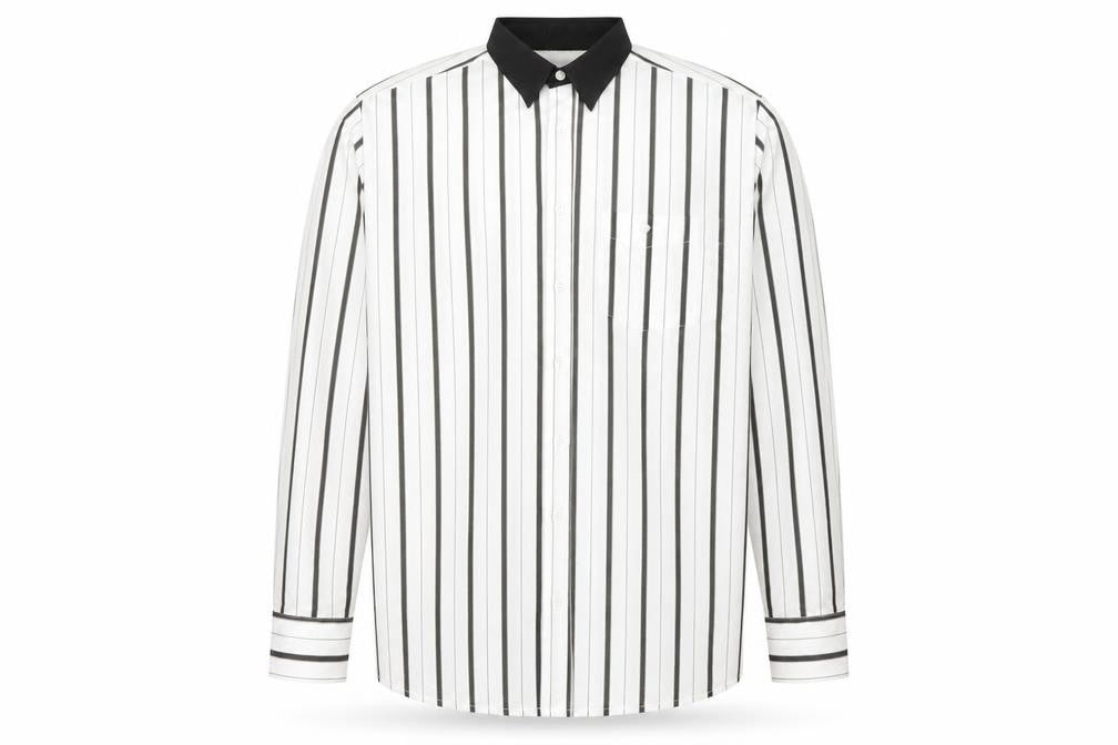 Giorgio Fellini Men's White Striped Long Sleeve Button-Up Shirt 16.5 42in