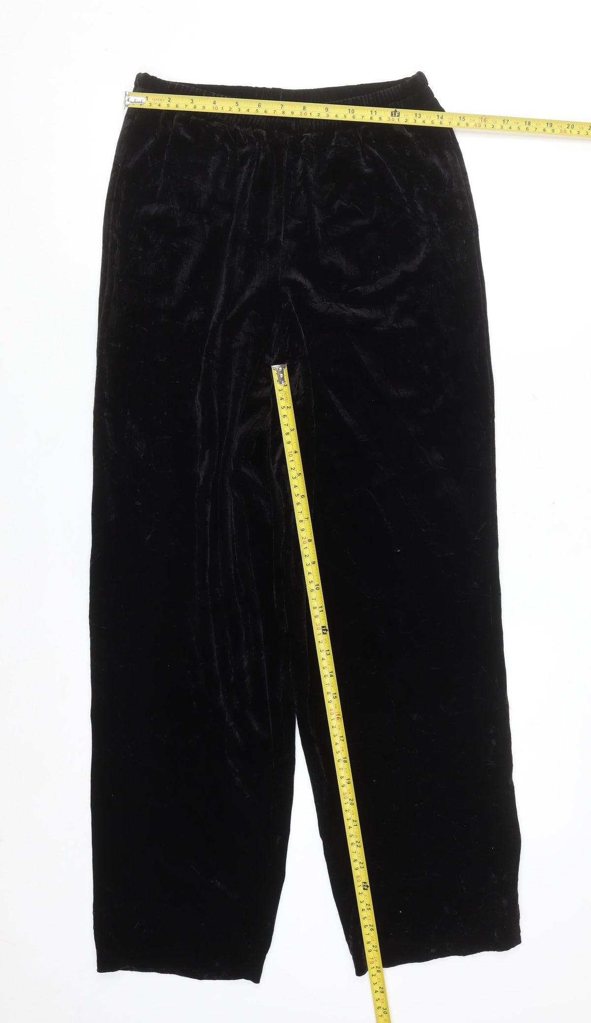 R&M Richards Women’s Black Velvet Elastic Waist Trousers Size 12