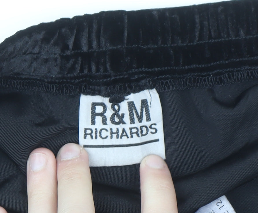 R&M Richards Women’s Black Velvet Elastic Waist Trousers Size 12