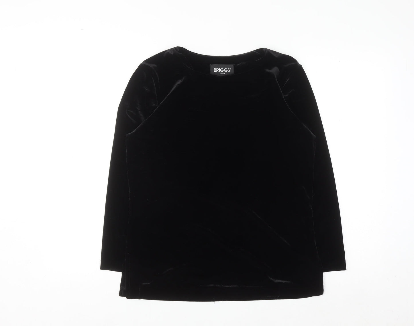 Briggs Women’s Black Petite Velvet Long Sleeve Blouse Size S