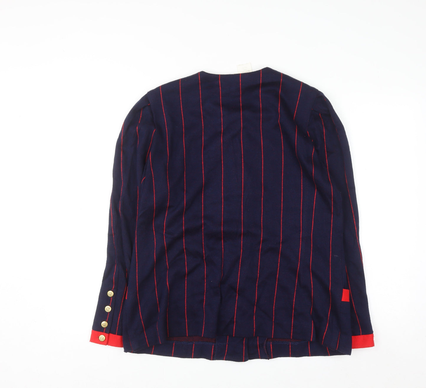 California Girl by Dorothy Samuel Navy Red Striped Jacket Women Size 14 Classic Long Sleeve Blazer