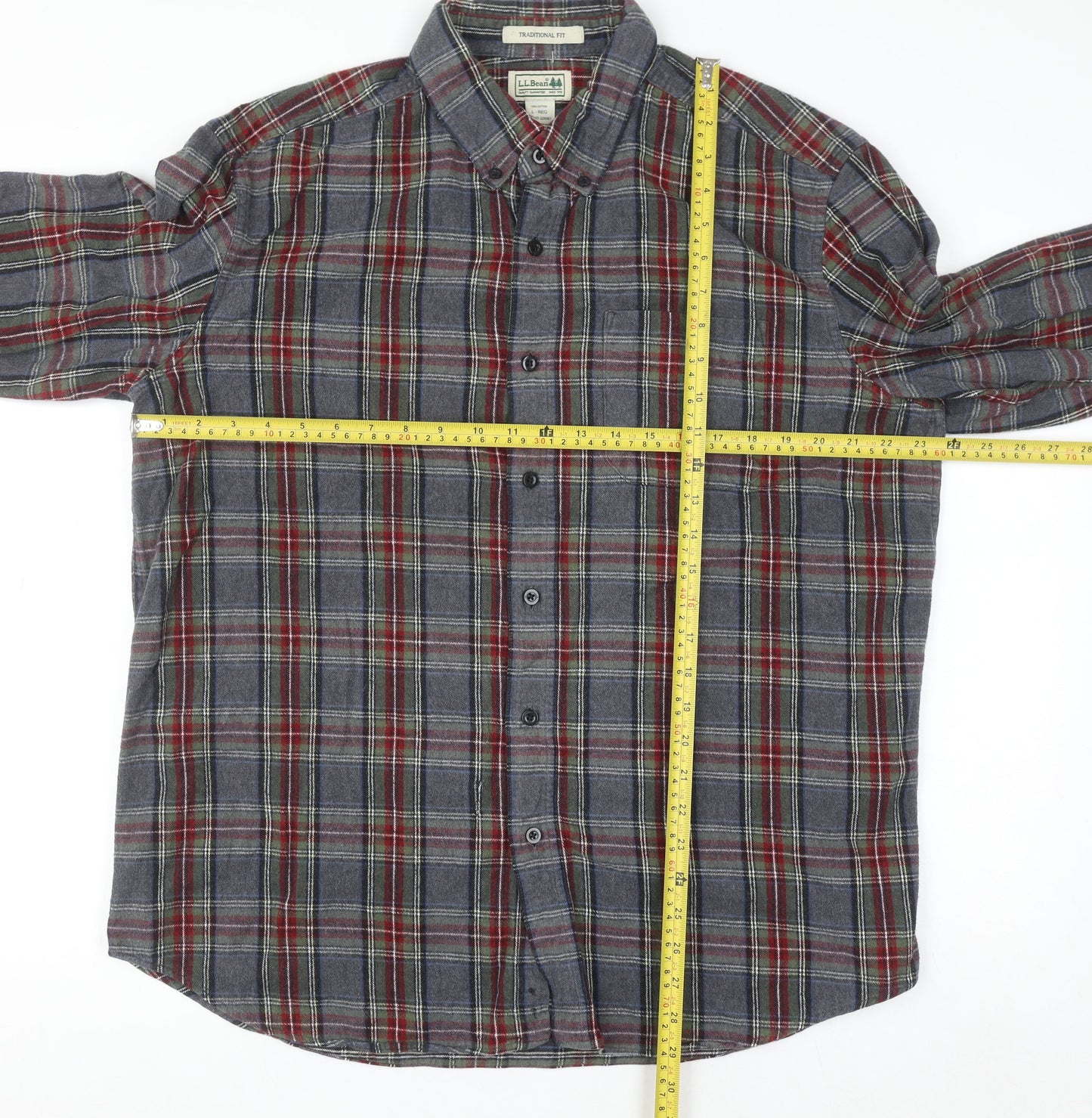 L.L.Bean Men's Multicoloured Plaid Flannel Shirt L Classic Fit