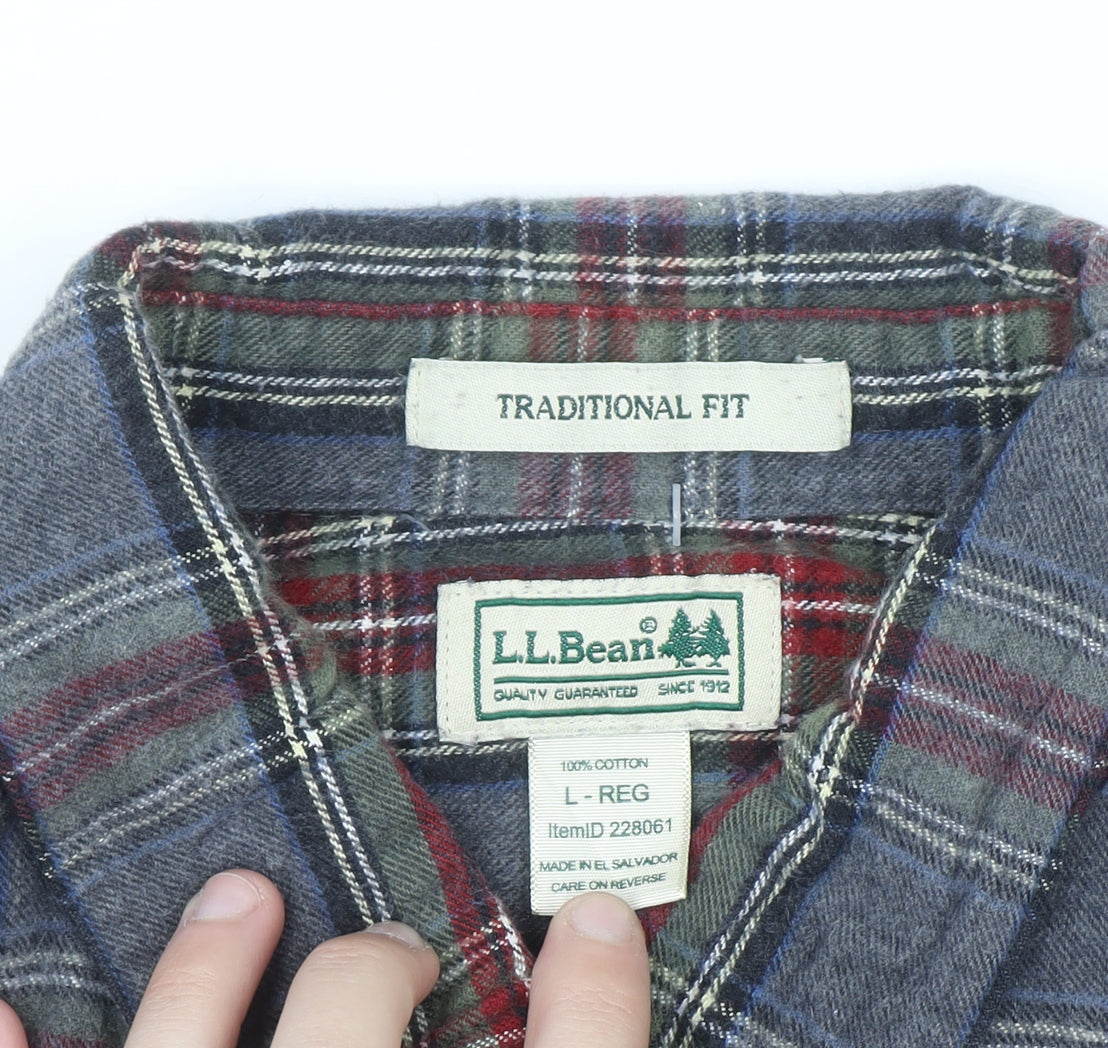 L.L.Bean Men's Multicoloured Plaid Flannel Shirt L Classic Fit
