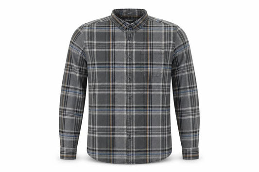 Eddie Bauer Men's Grey Checked Flannel Button-Up Shirt L Classic Fit