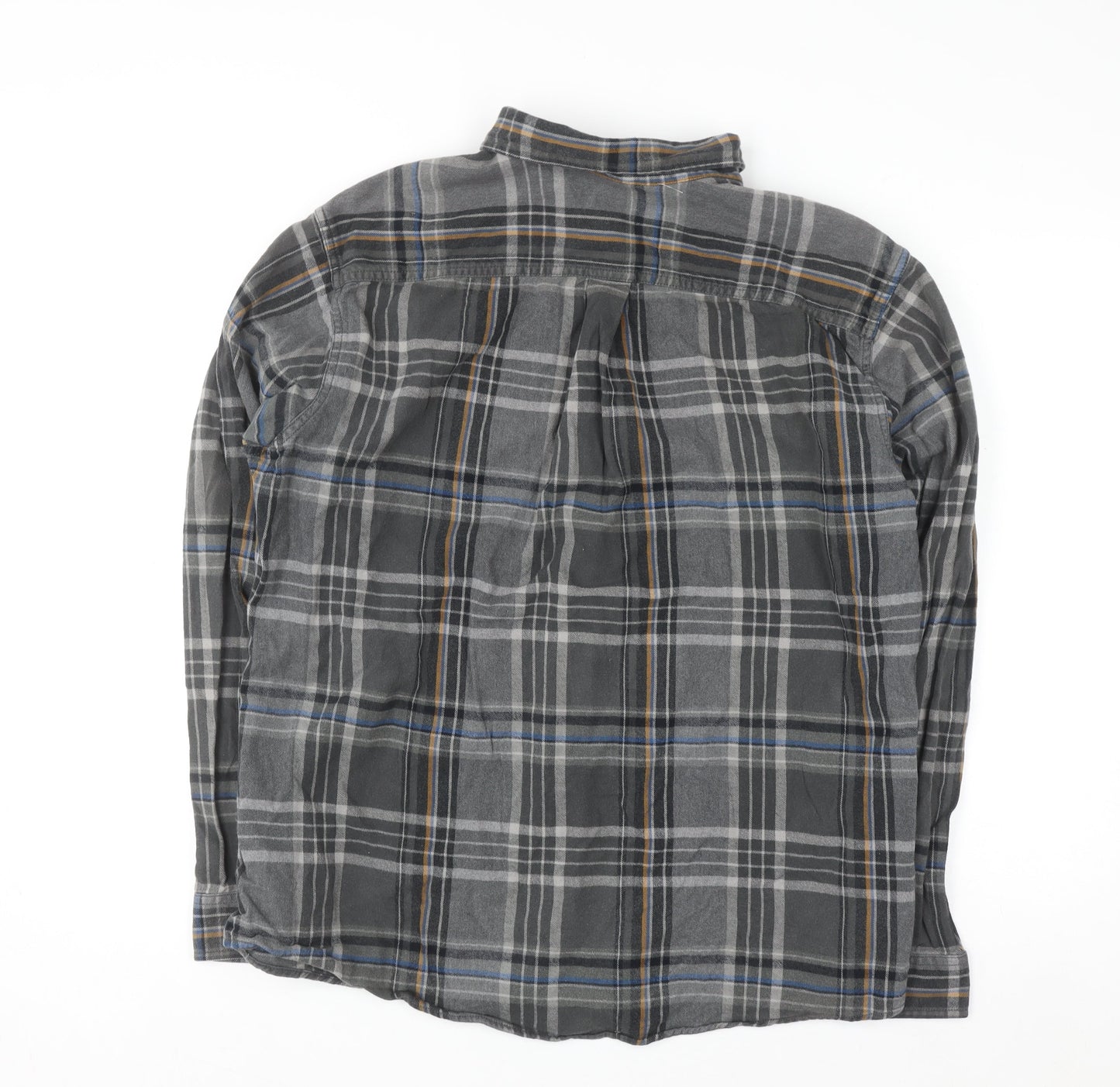 Eddie Bauer Men's Grey Checked Flannel Button-Up Shirt L Classic Fit