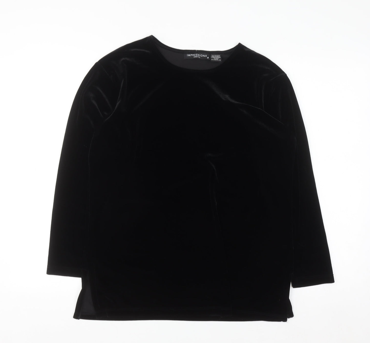Impressions Lifestyle Women’s Black Velvet Long Sleeve Blouse Size S