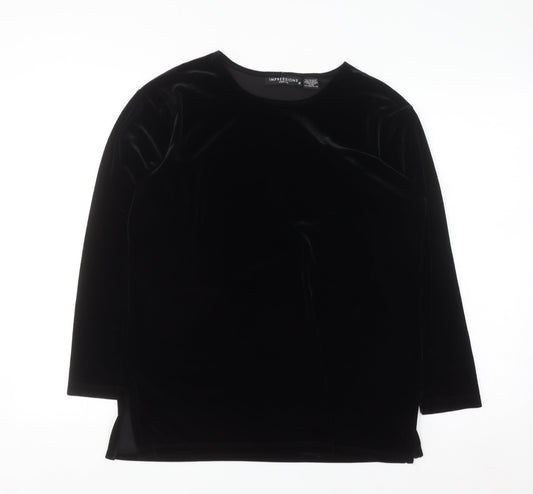 Impressions Lifestyle Women’s Black Velvet Long Sleeve Blouse Size S