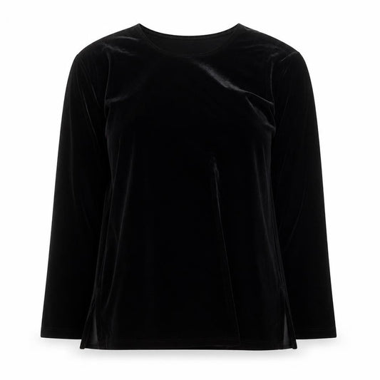 Impressions Lifestyle Women’s Black Velvet Long Sleeve Blouse Size S