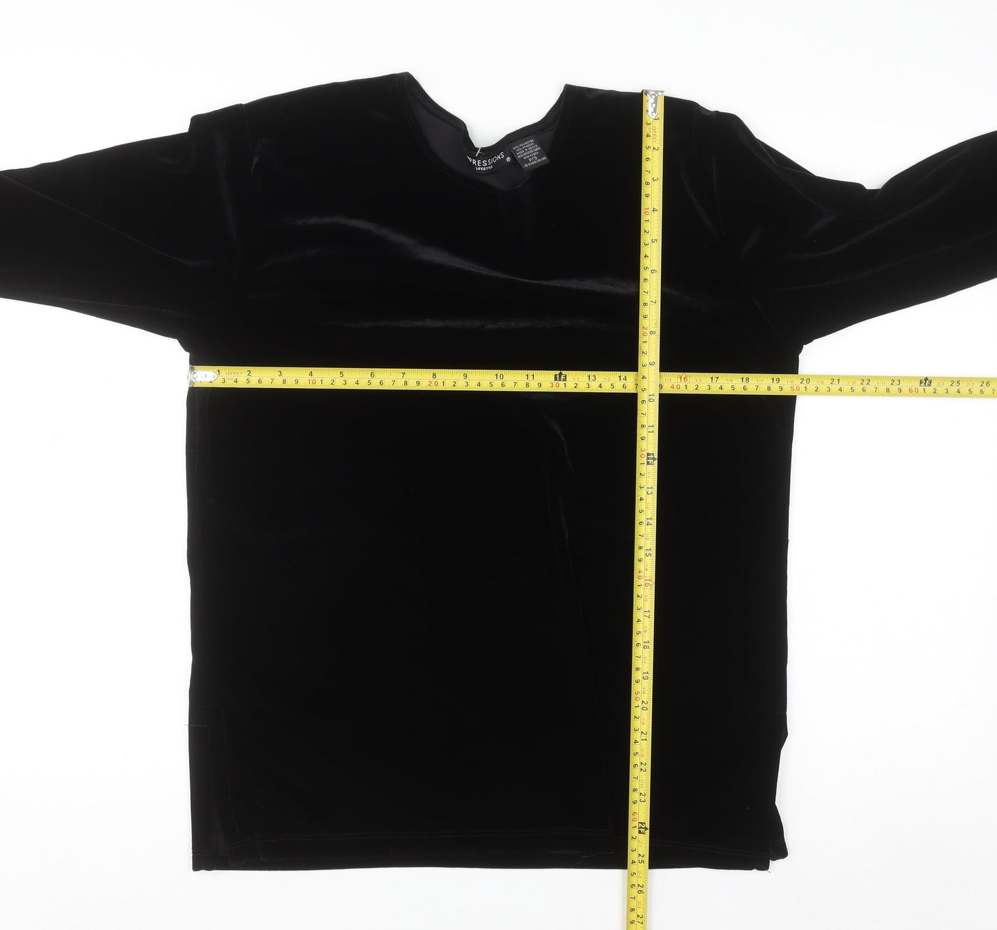 Impressions Lifestyle Women’s Black Velvet Long Sleeve Blouse Size S