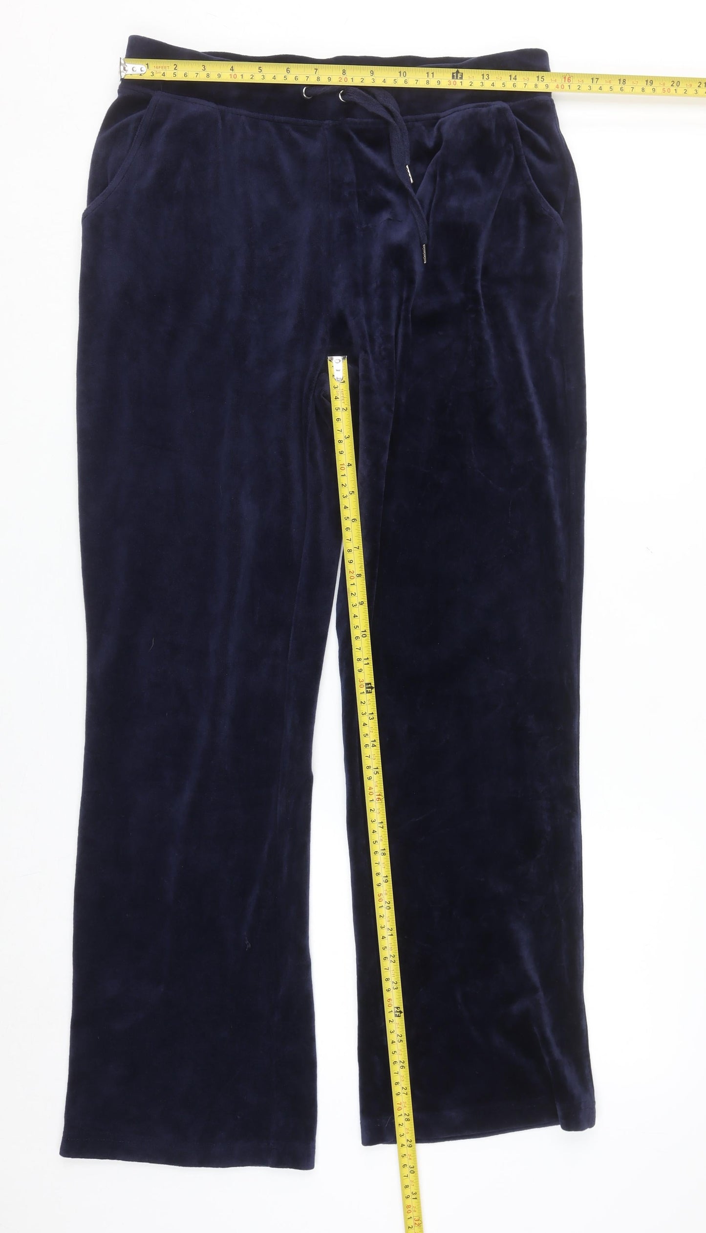 Gloria Vanderbilt Women's Blue Velour Straight Leg Sweatpants M