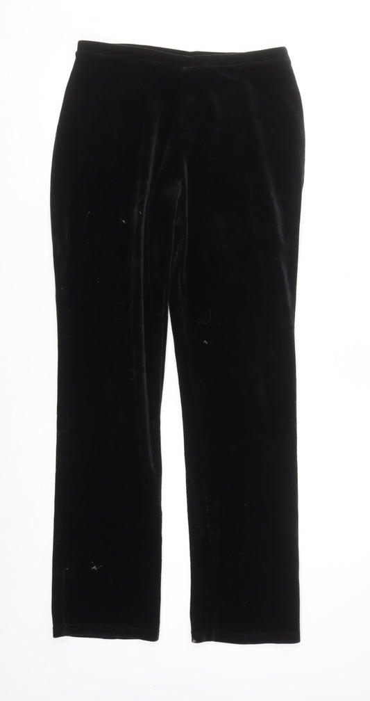 Express Tricot Womens Black Velvet Stretch Straight Trousers M