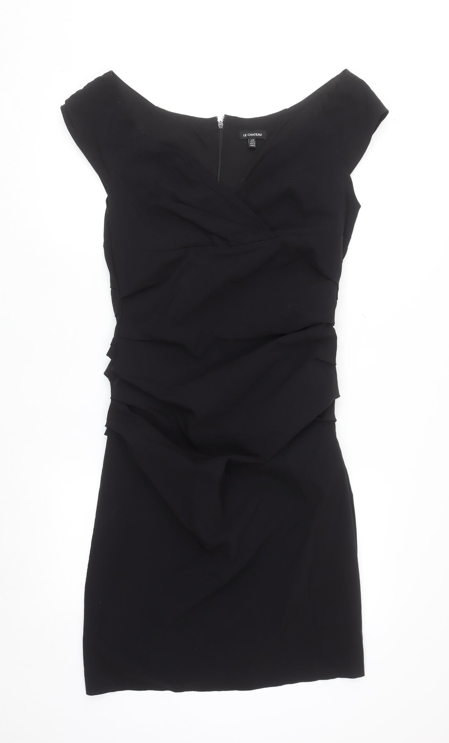 Le Chateau Women Black L Bodycon Ruched Short Dress