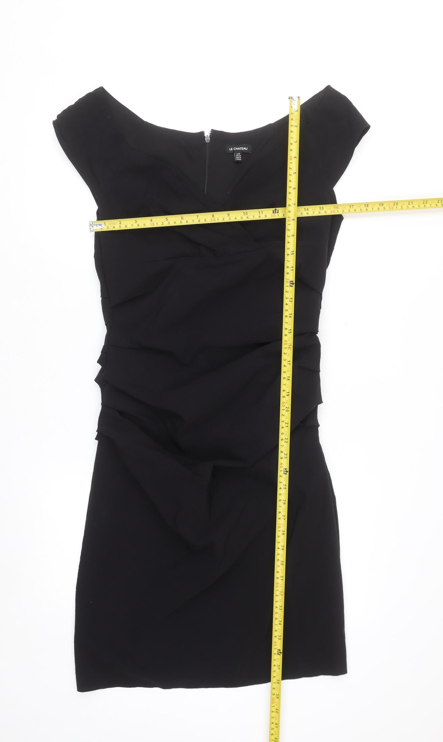 Le Chateau Women Black L Bodycon Ruched Short Dress
