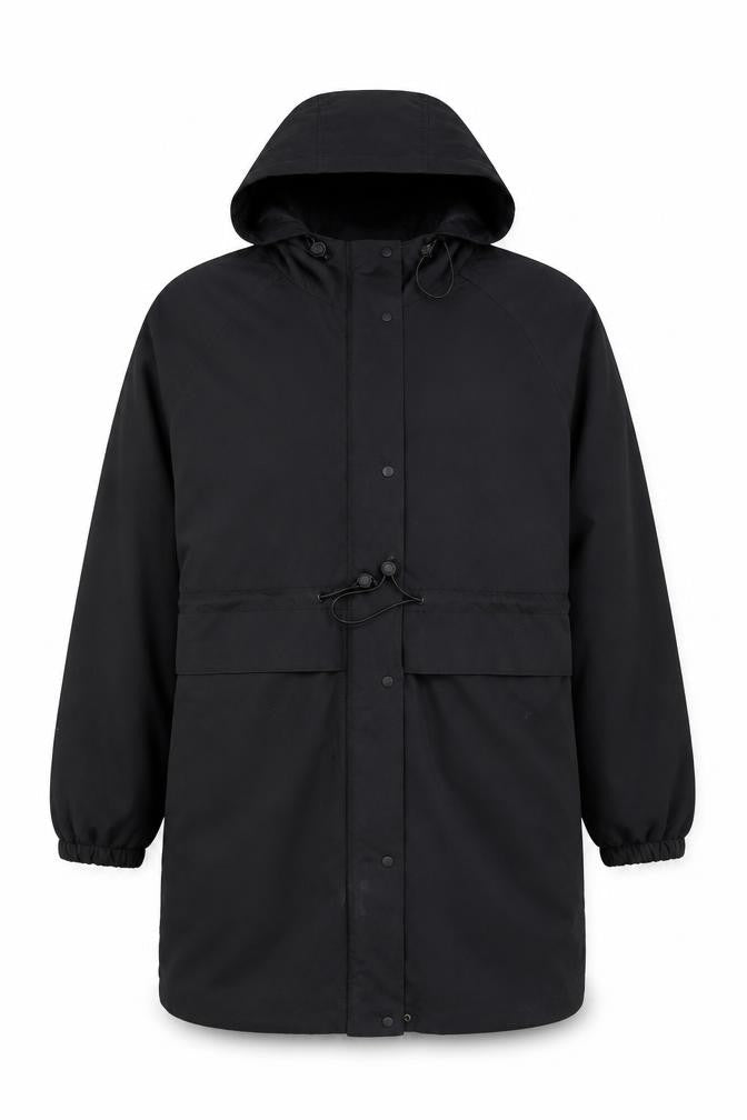 Primark Men’s Black Hooded Parka Coat M Long Polyester Winter Casual