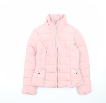 Additional front view of Miss Selfridge Women's Pink Puffer Jacket UK 8 Lightweight