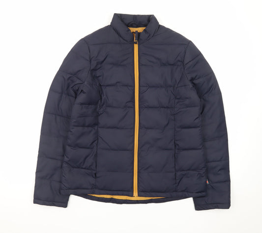 White Stuff Women's Blue Puffer Jacket Size 10 Polyester Zip Mid-Length