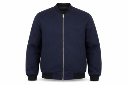 Villain Men's Blue Bomber Jacket M Regular Fit Full Zip Twill