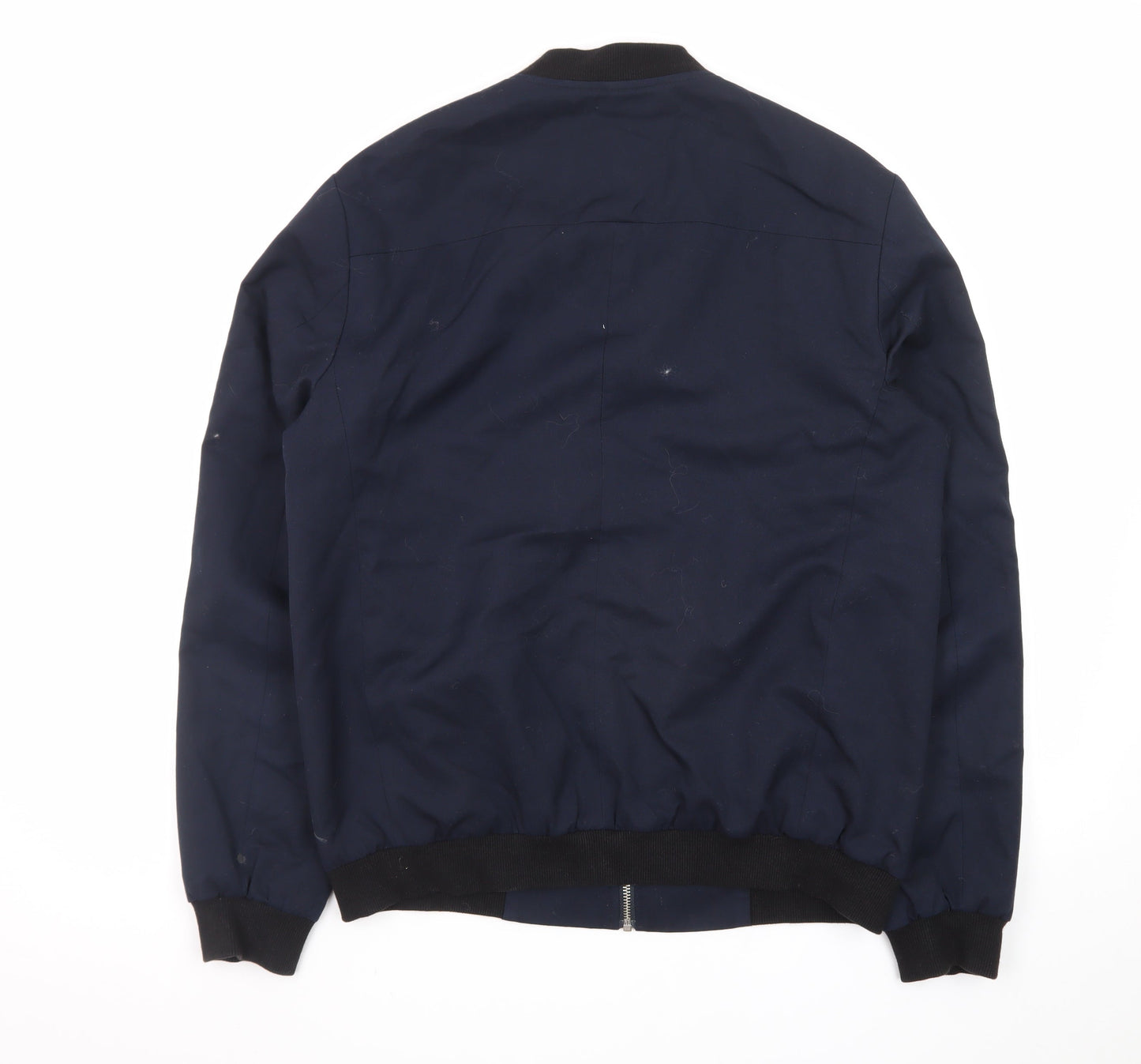 Villain Men's Blue Bomber Jacket M Regular Fit Full Zip Twill