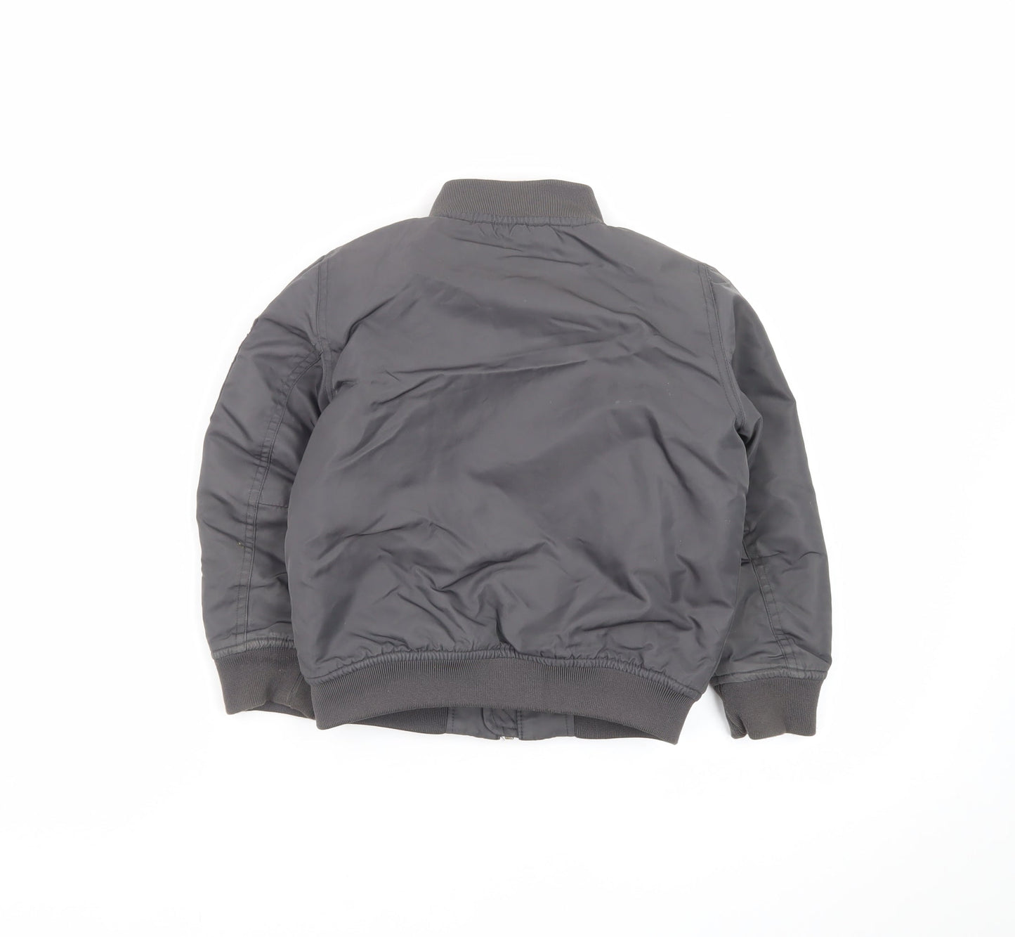 Next Boys Grey Bomber Jacket 4 Years Nylon Lined Zip Pockets Classic Style