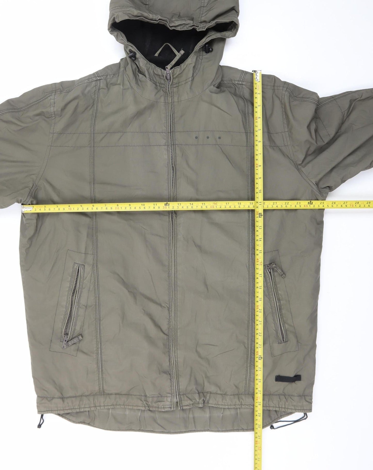 Next Mens Green Hooded Cotton Parka Jacket L Warm Lined Casual Coat