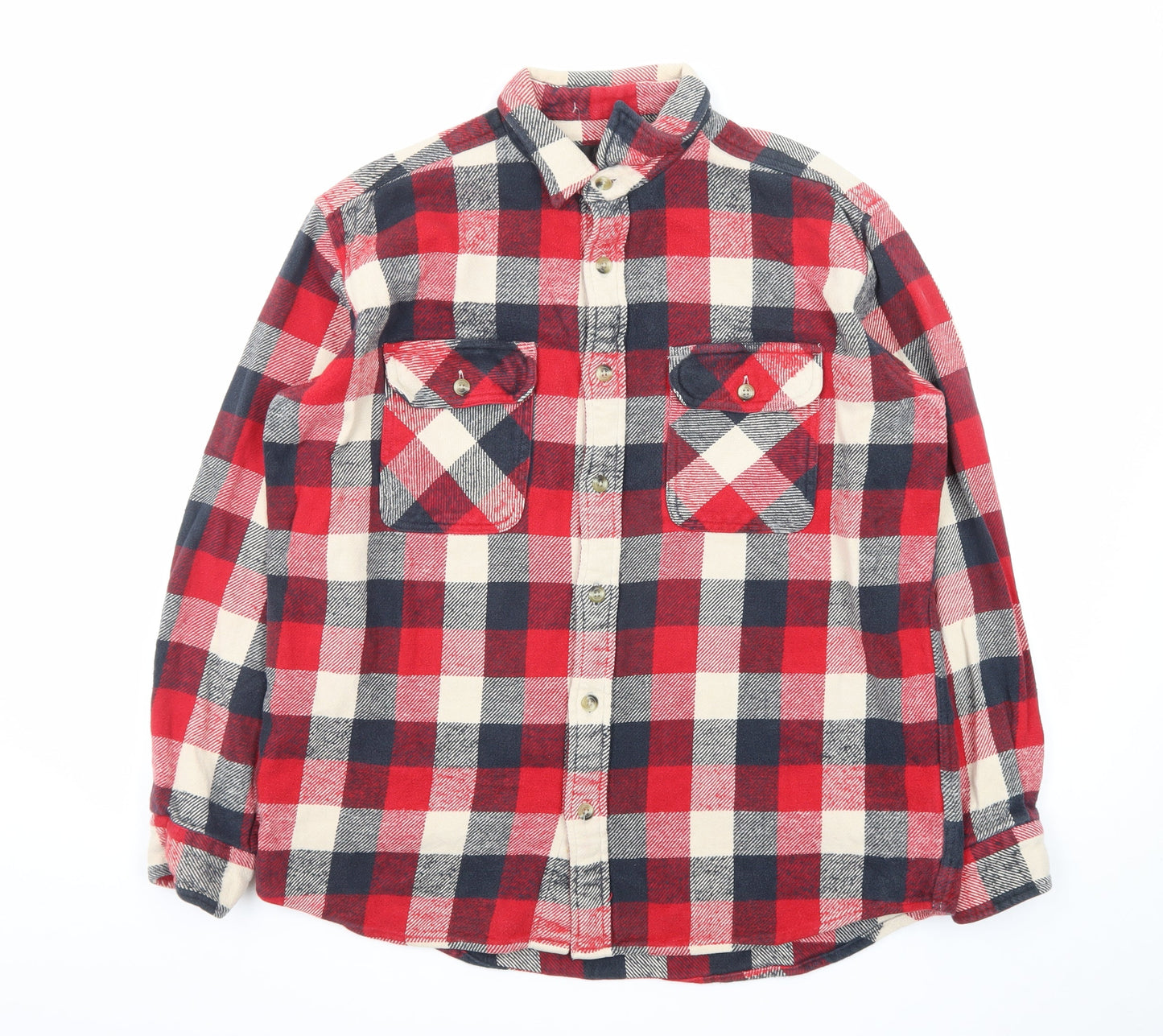 RedHead Men's Red Checked Flannel Button-Up Shirt Size L
