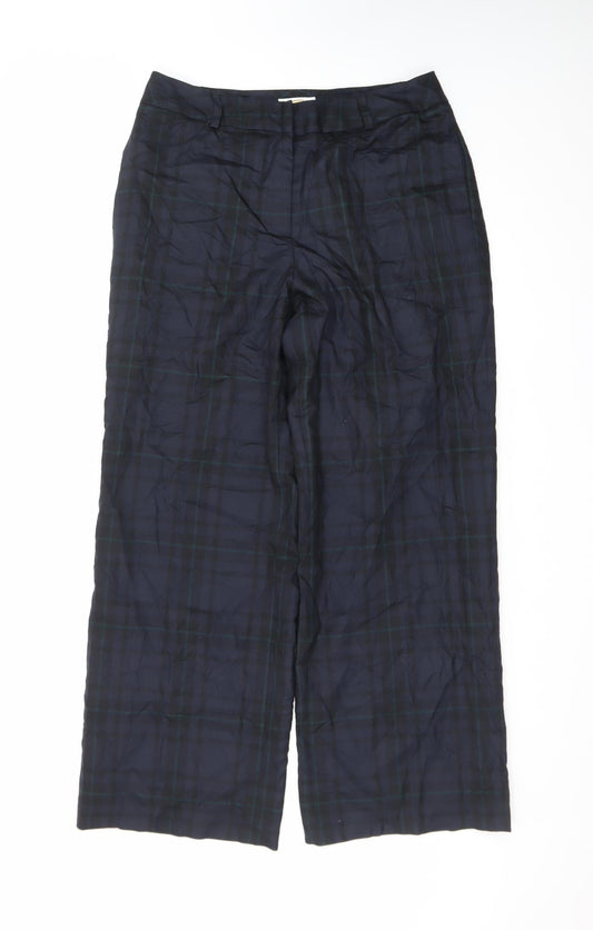 Talbots Blue Check Wool Stretch Women's Trousers Size M