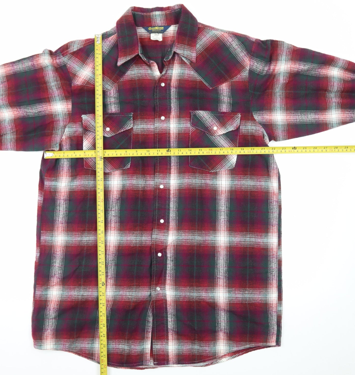 OshKosh B’gosh Men’s Red Plaid Flannel Button-Up Shirt M