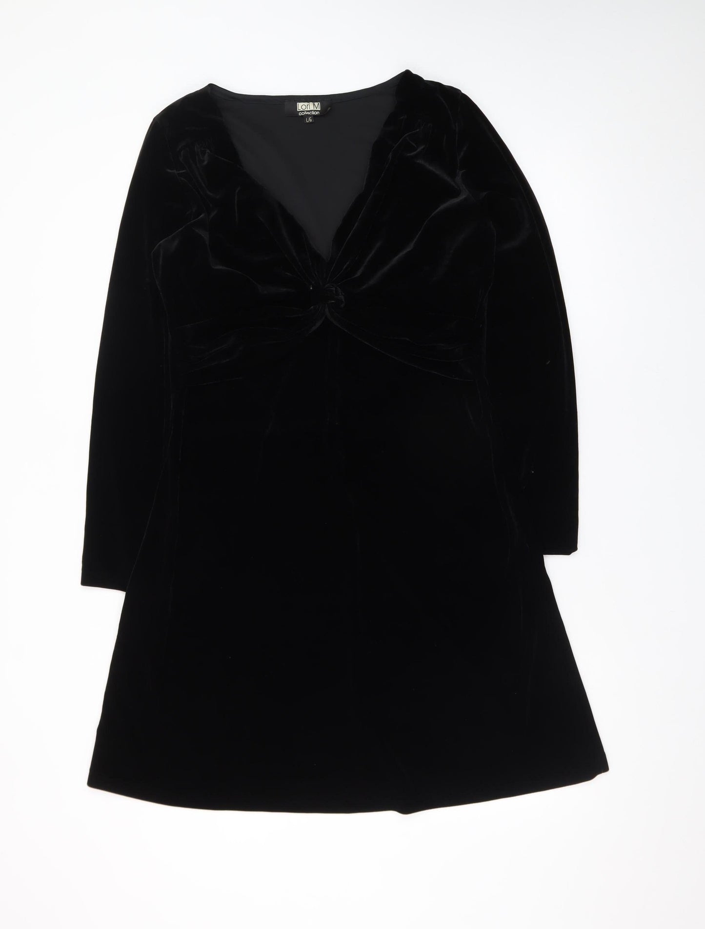 Lori M Collection Women’s Black Velvet A-Line Party Dress L