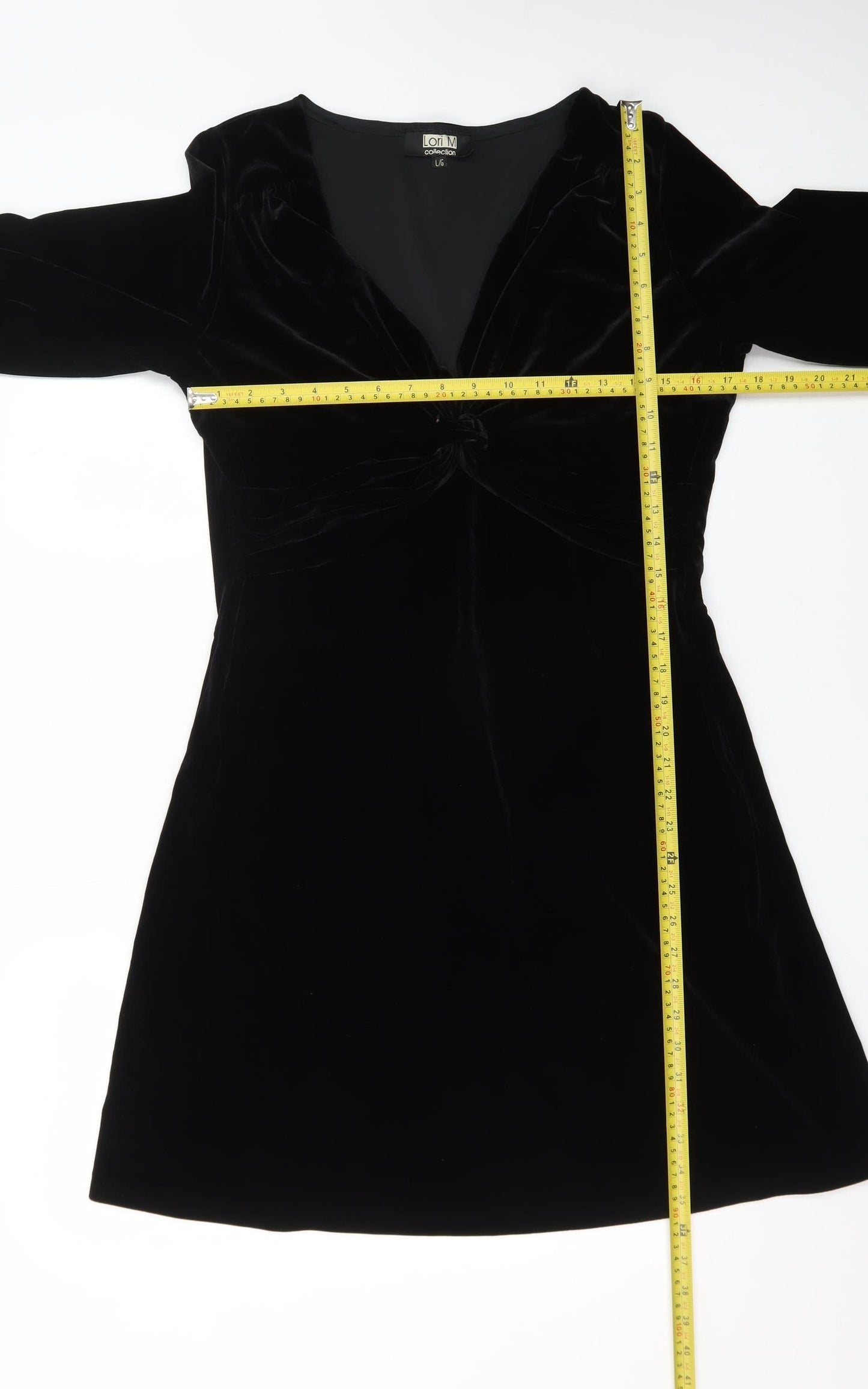 Lori M Collection Women’s Black Velvet A-Line Party Dress L